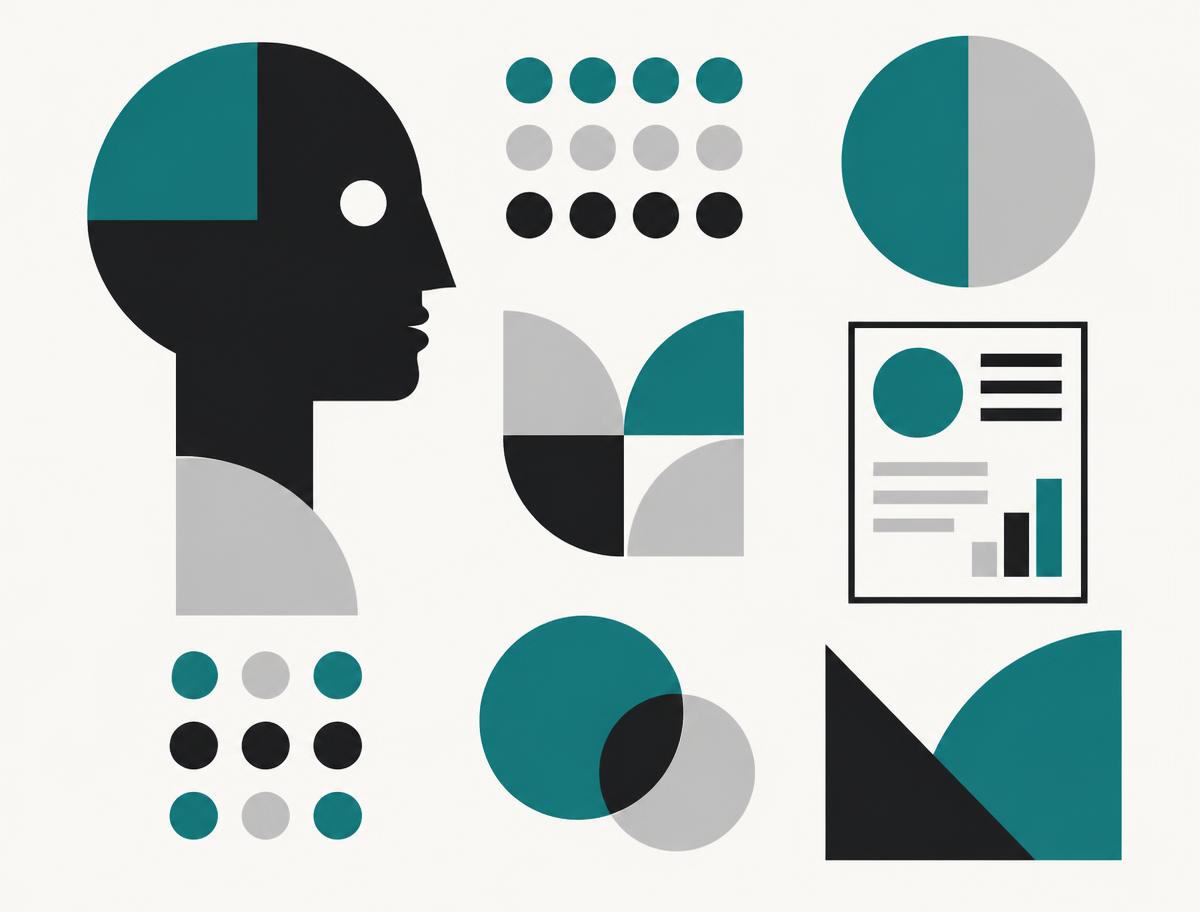 Abstract geometric shapes representing reasoning and assessment